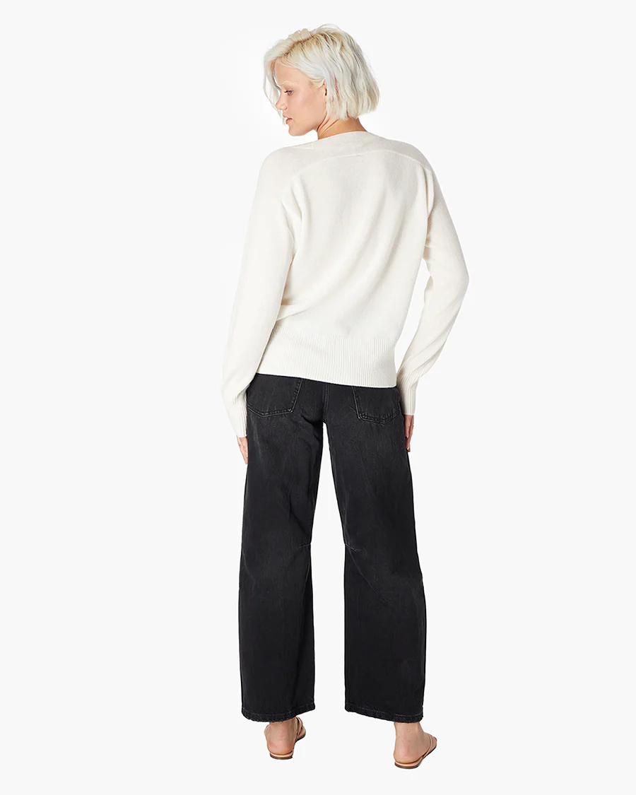 Cashmere V Neck Cardigan - Cream - Image 4