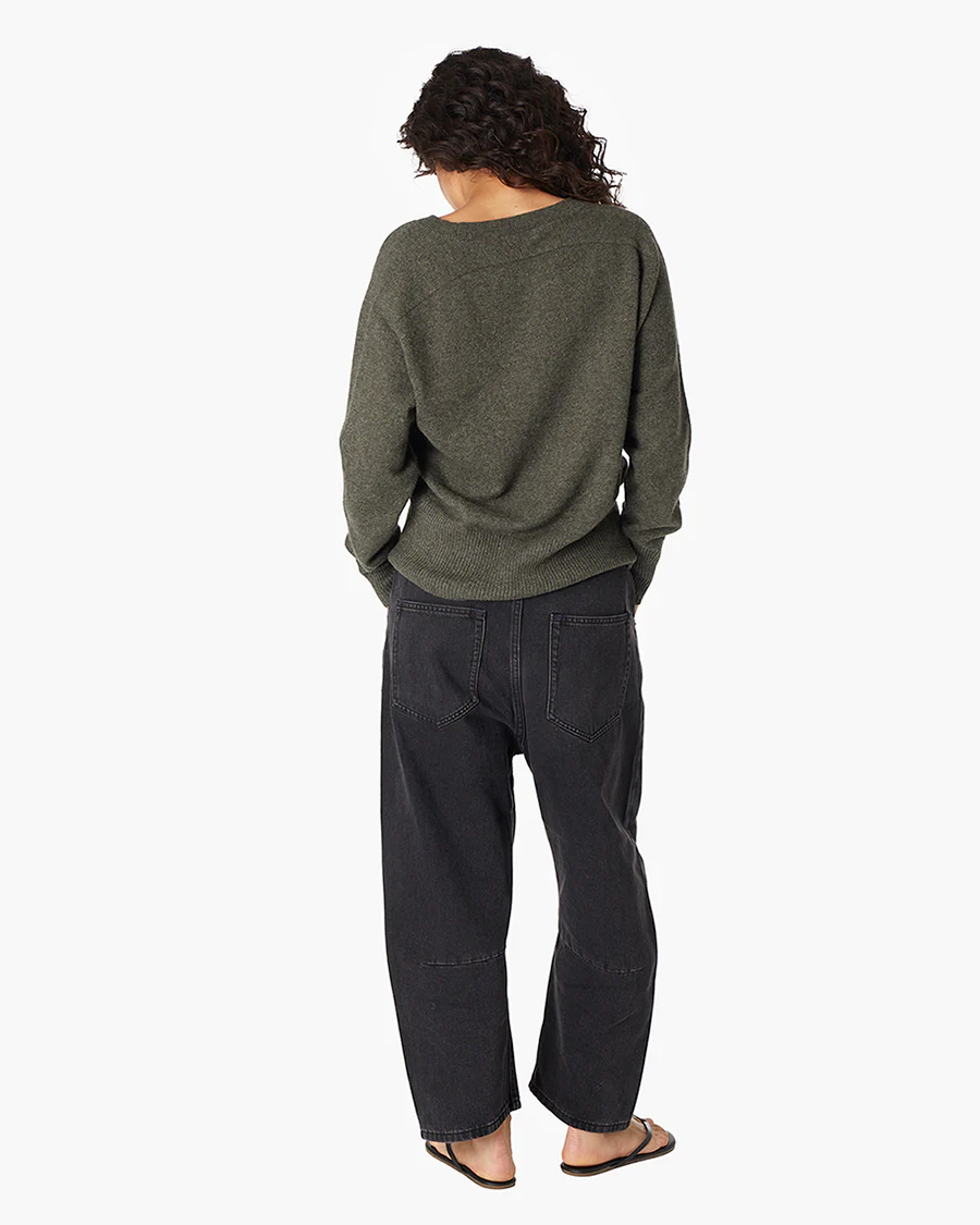 Cashmere V Neck Cardigan - Moss - Image 4