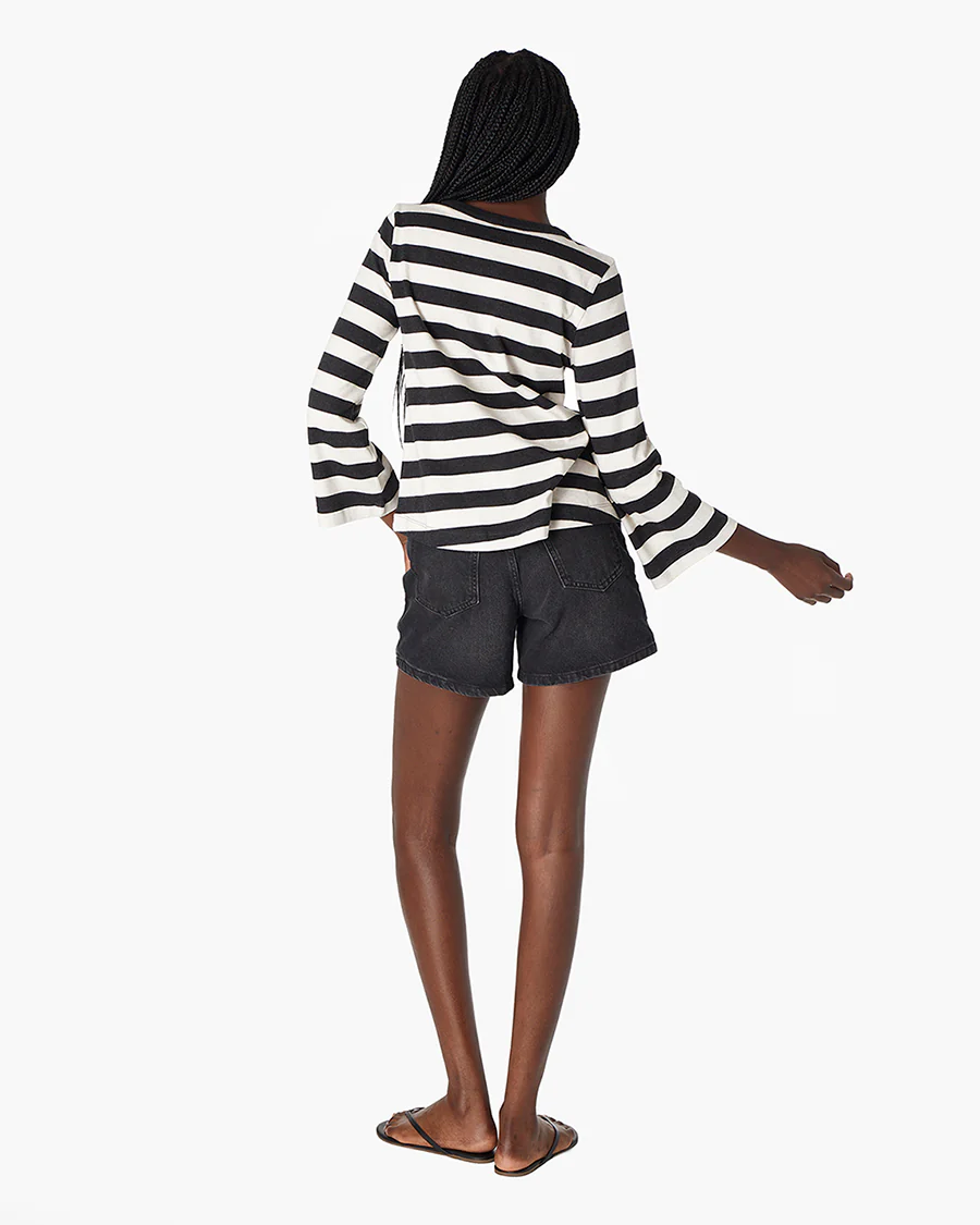 Classic Striped 3/4 Tee - Black/White - Image 3