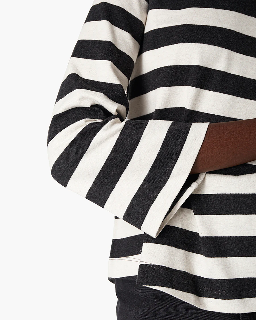 Classic Striped 3/4 Tee - Black/White - Image 4