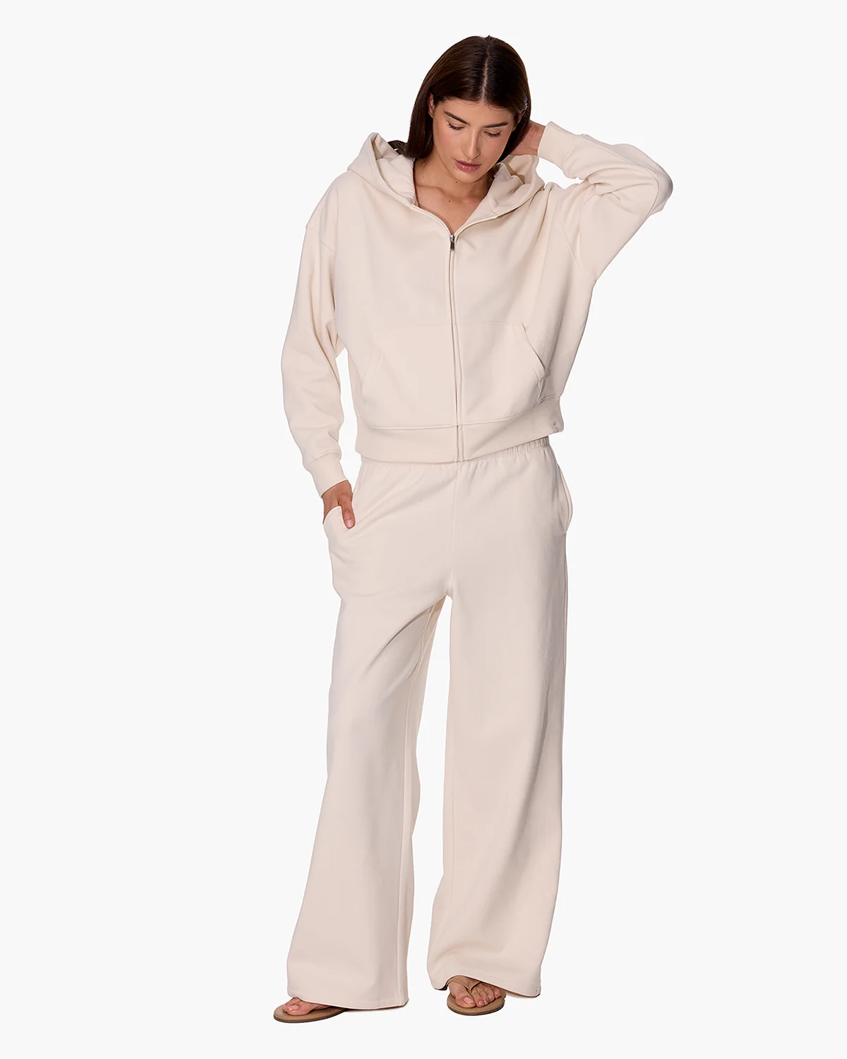 CloudSoft Zip Up Hoodie - Bone - Image 2