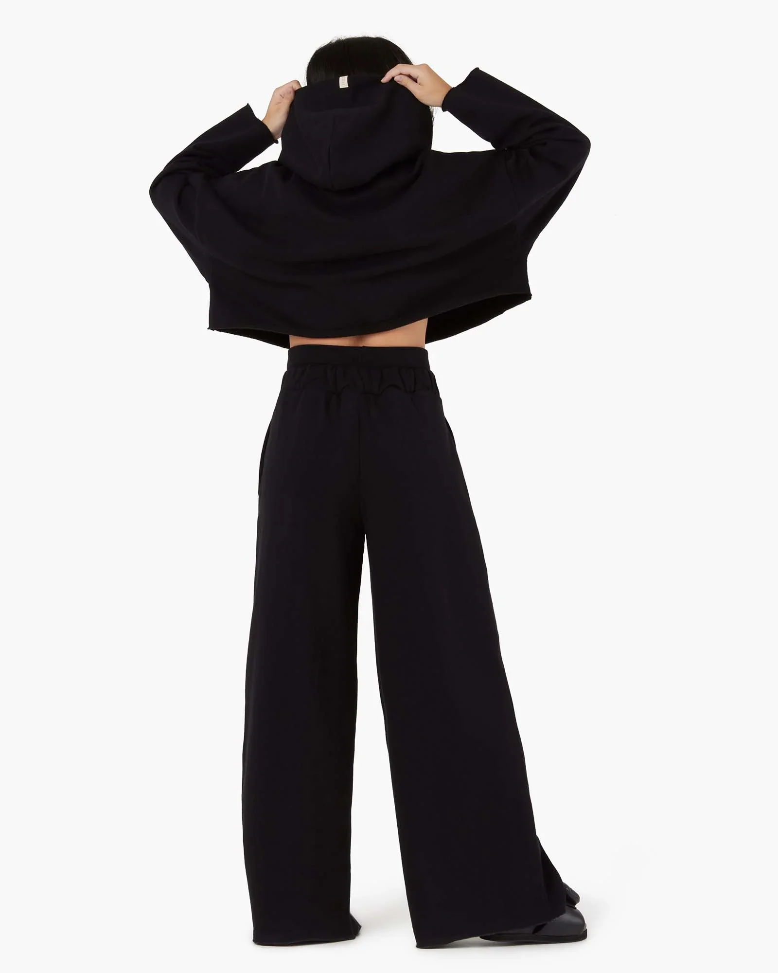 Core Fleece Wide Leg Pant - Black - Image 3