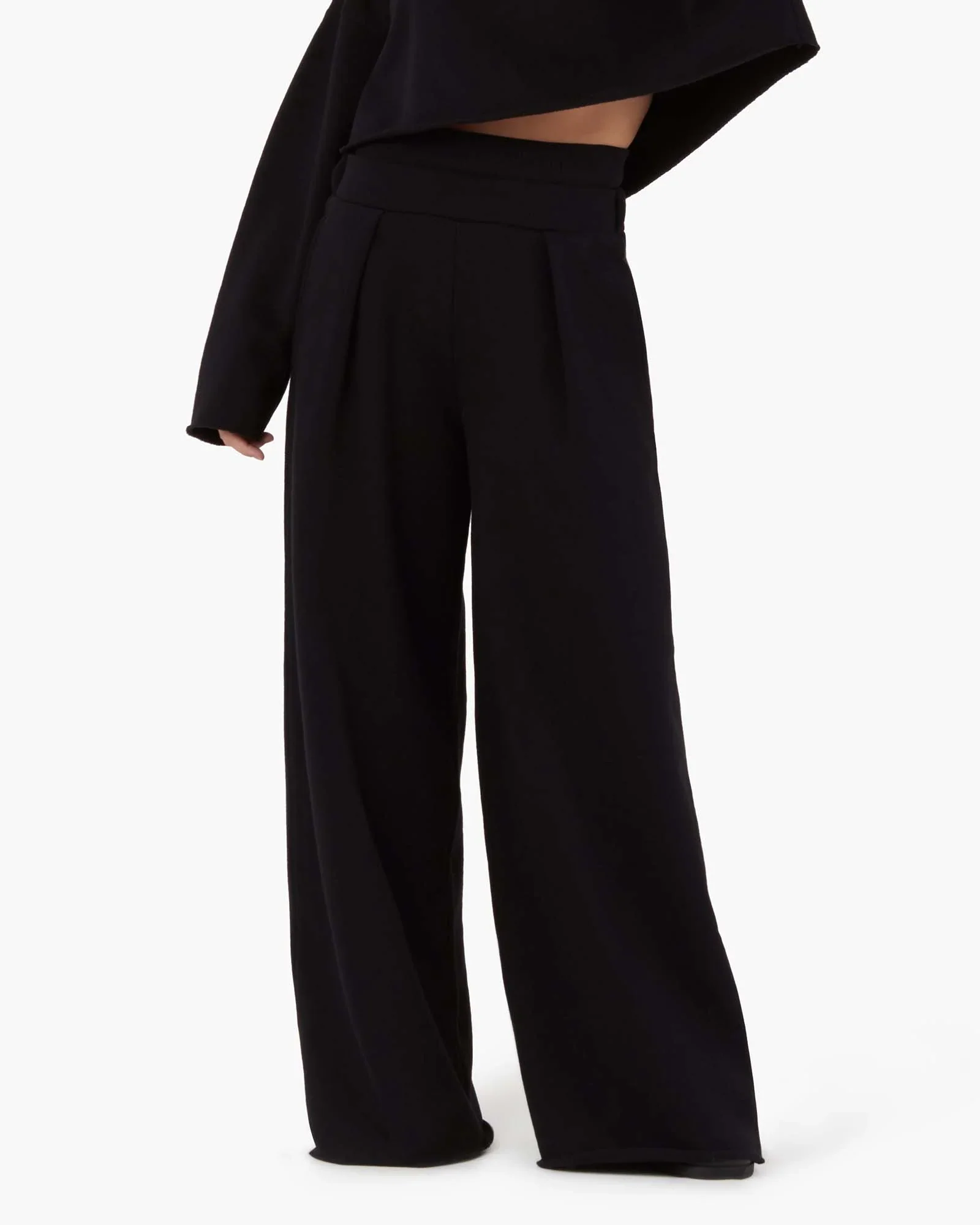 Core Fleece Wide Leg Pant - Black - Image 4