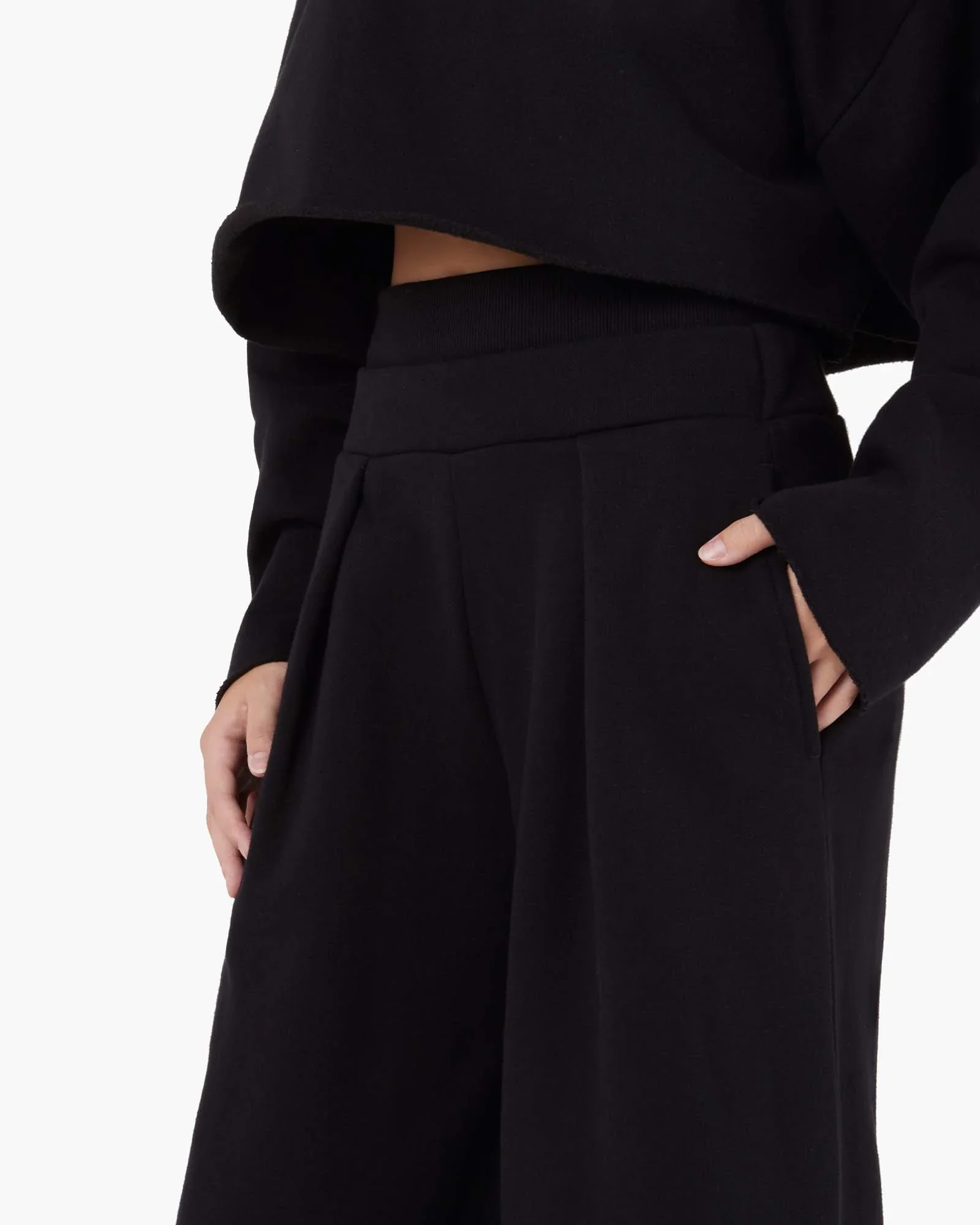 Core Fleece Wide Leg Pant - Black - Image 5