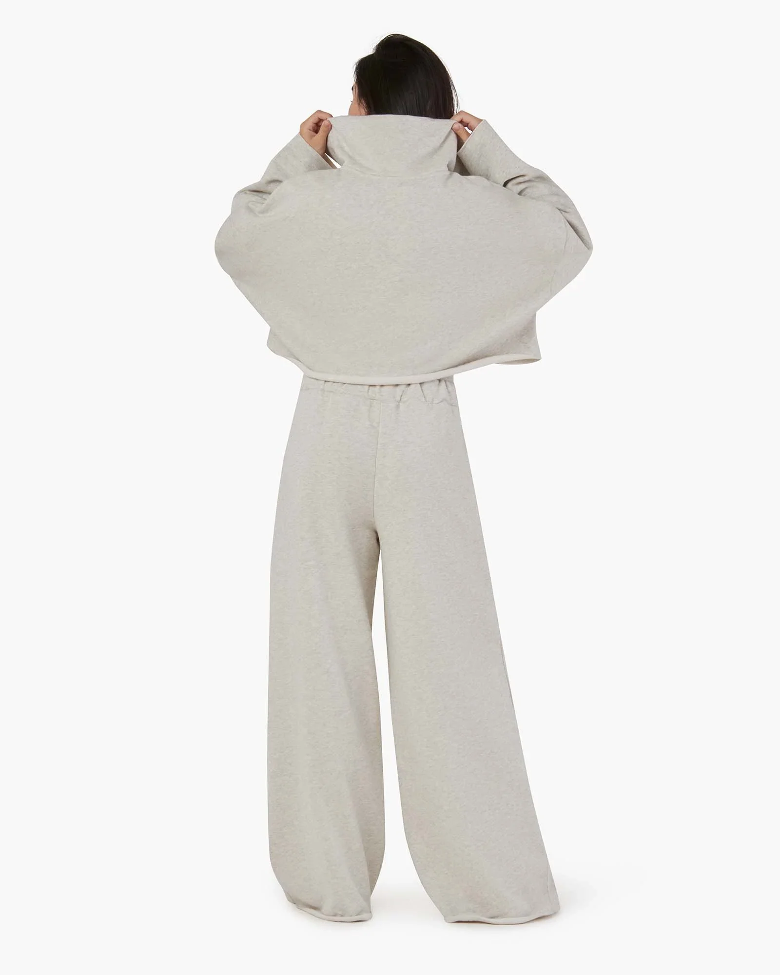 Core Fleece Wide Leg Pant - Eggshell Mix - Image 3