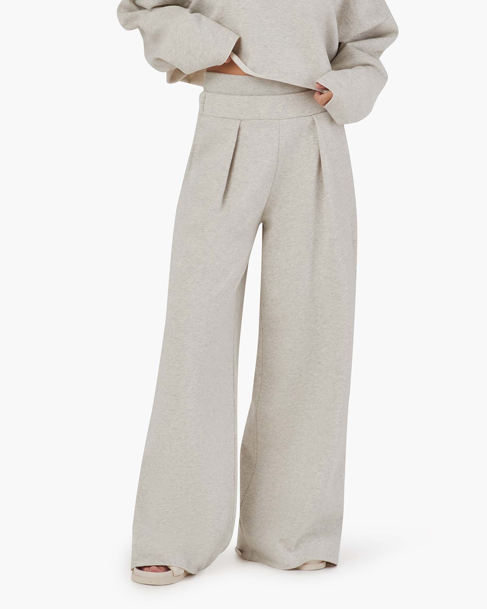Core Fleece Wide Leg Pant - Eggshell Mix - Image 4