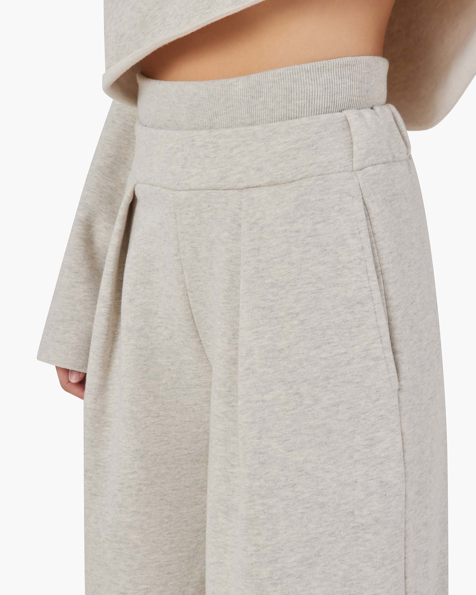 Core Fleece Wide Leg Pant - Eggshell Mix - Image 5