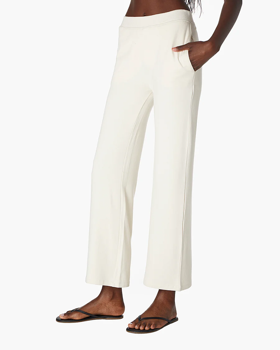 French Terry Wide Leg Pant - Cream - Image 3