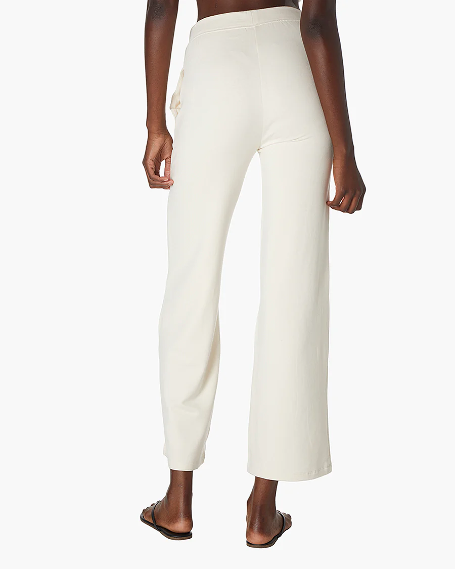 French Terry Wide Leg Pant - Cream - Image 4