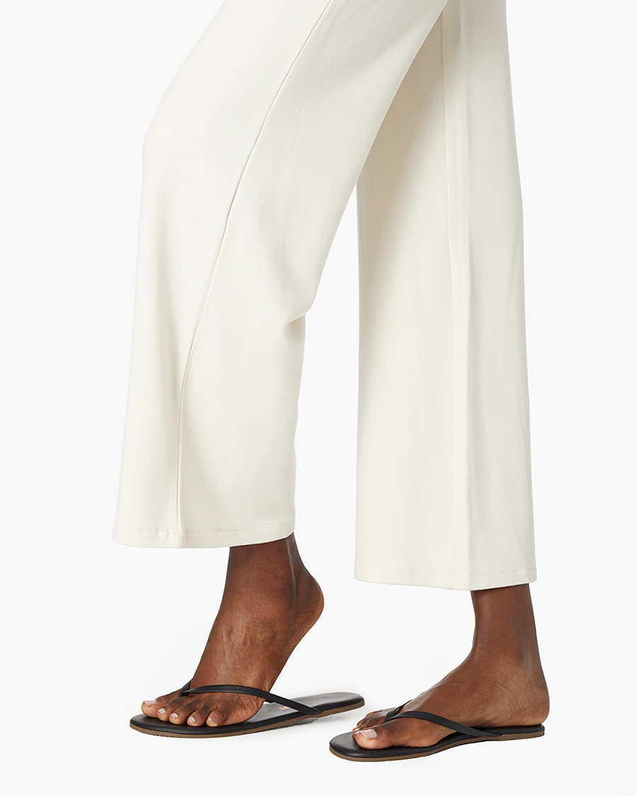French Terry Wide Leg Pant - Cream - Image 5