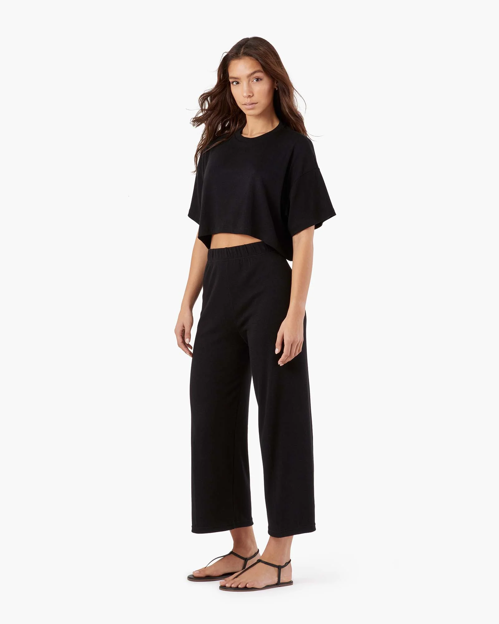 Light Rib Cropped Tee - Black - Image 3