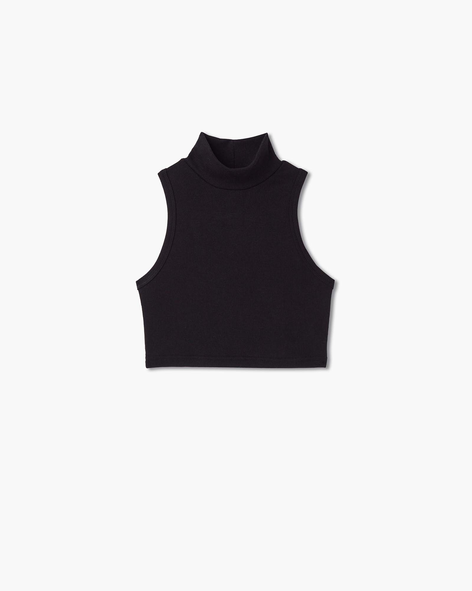 Light Rib Mockneck Tank - Black