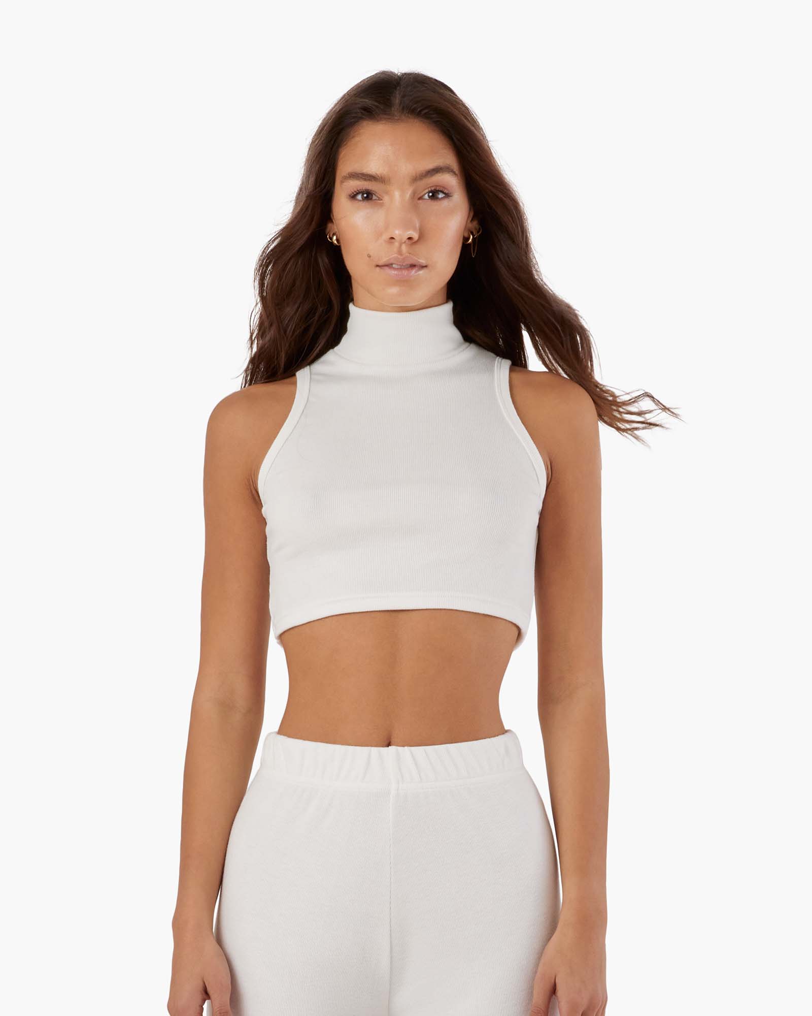 Light Rib Mockneck Tank - Ivory - Image 2