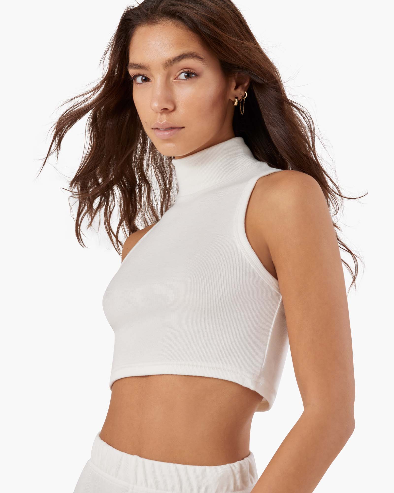 Light Rib Mockneck Tank - Ivory - Image 5