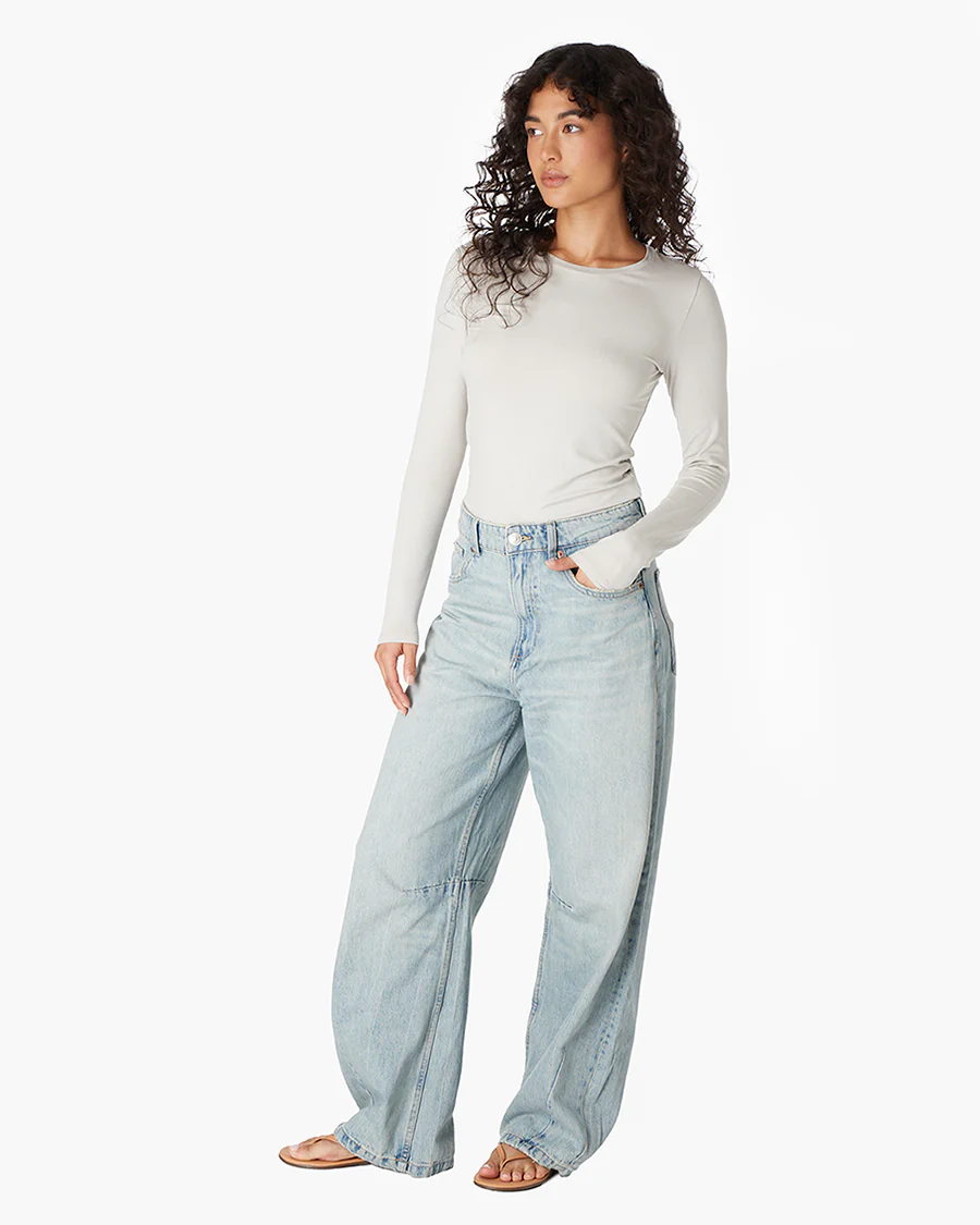 Long Sleeve Stretch Crewneck - Stone - Image 3