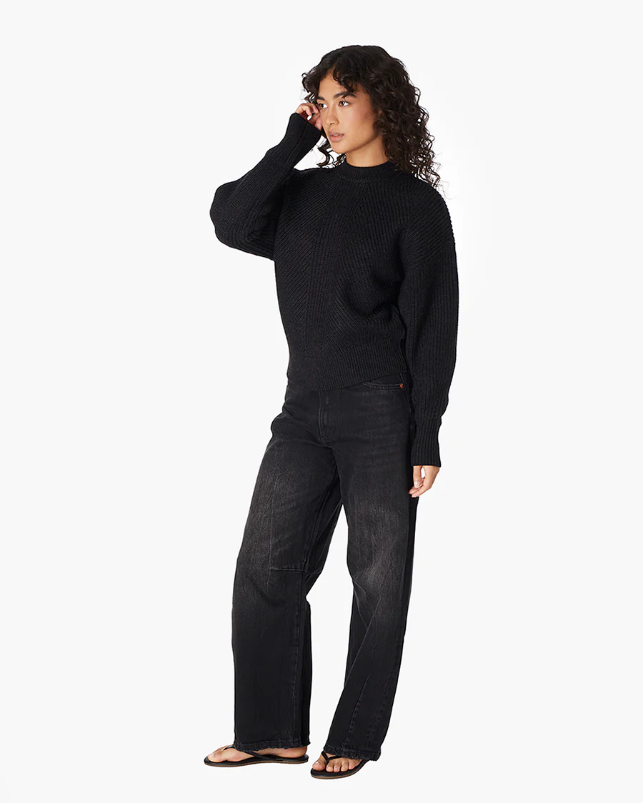 Merino Knit Crewneck - Black - Image 3