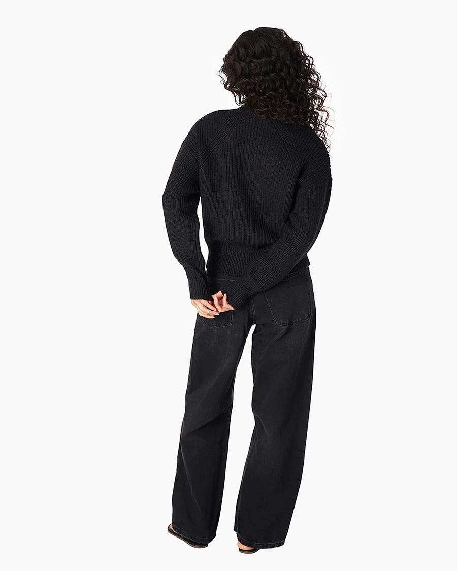 Merino Knit Crewneck - Black - Image 4