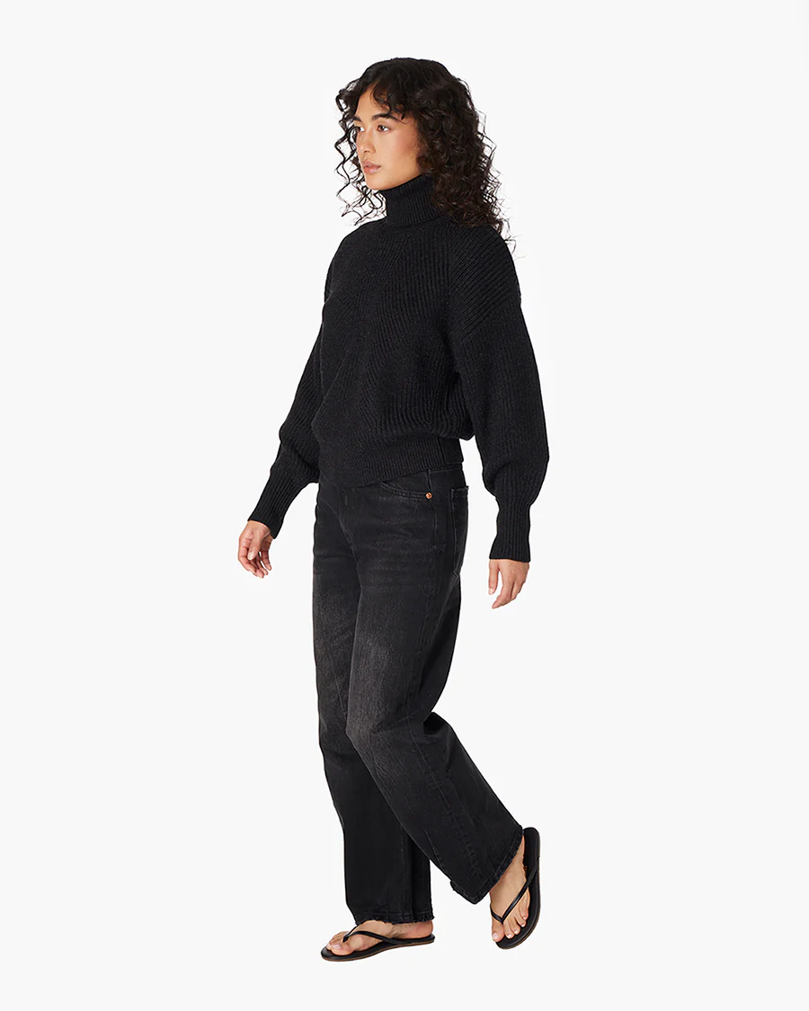 Merino Knit Turtleneck - Black - Image 3