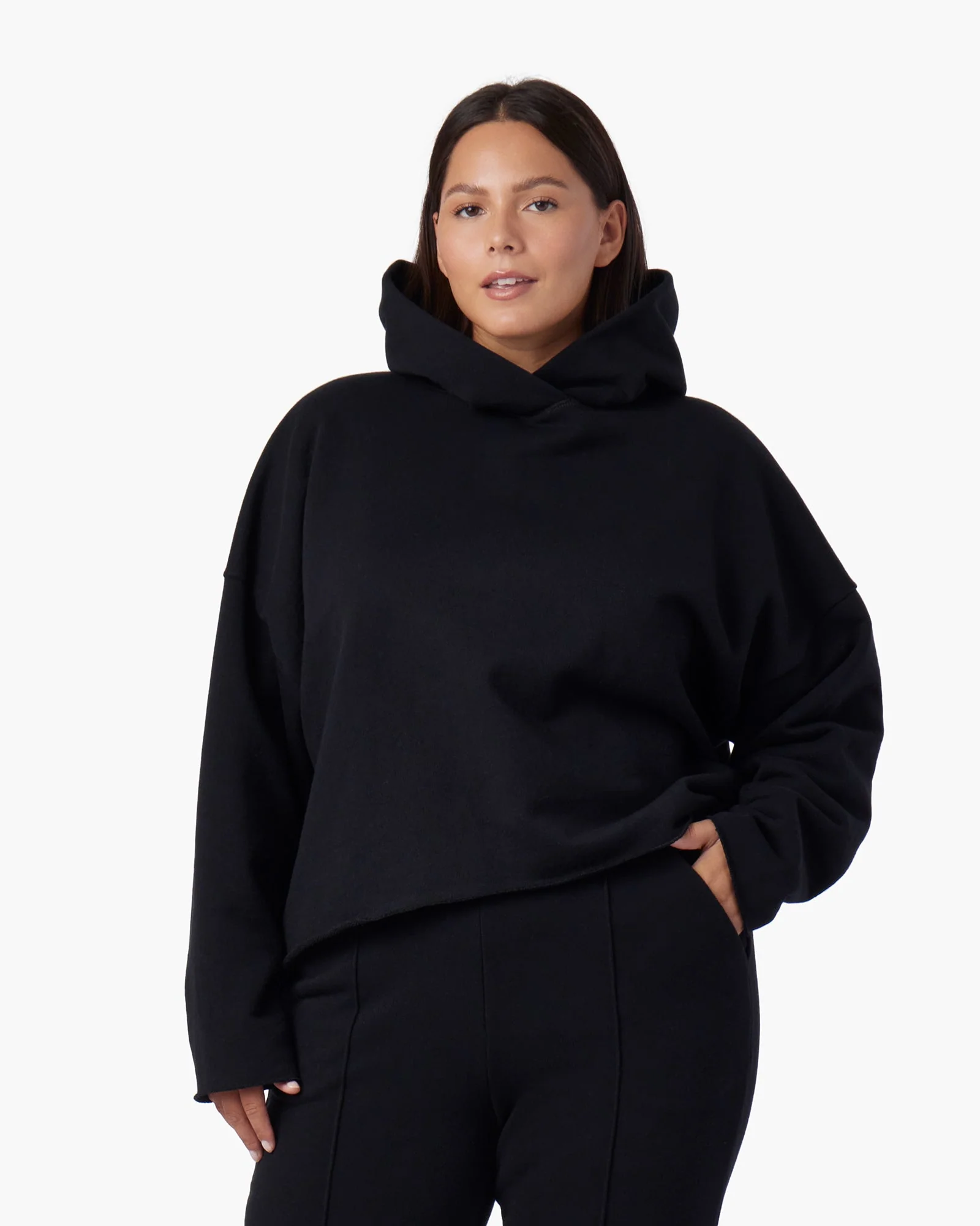 Raw Edge Hoodie - Black