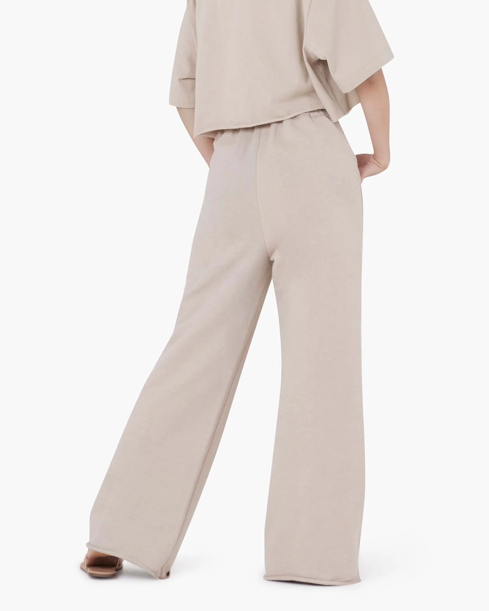 Raw Edge Wide Leg Pant - Sand - Image 4