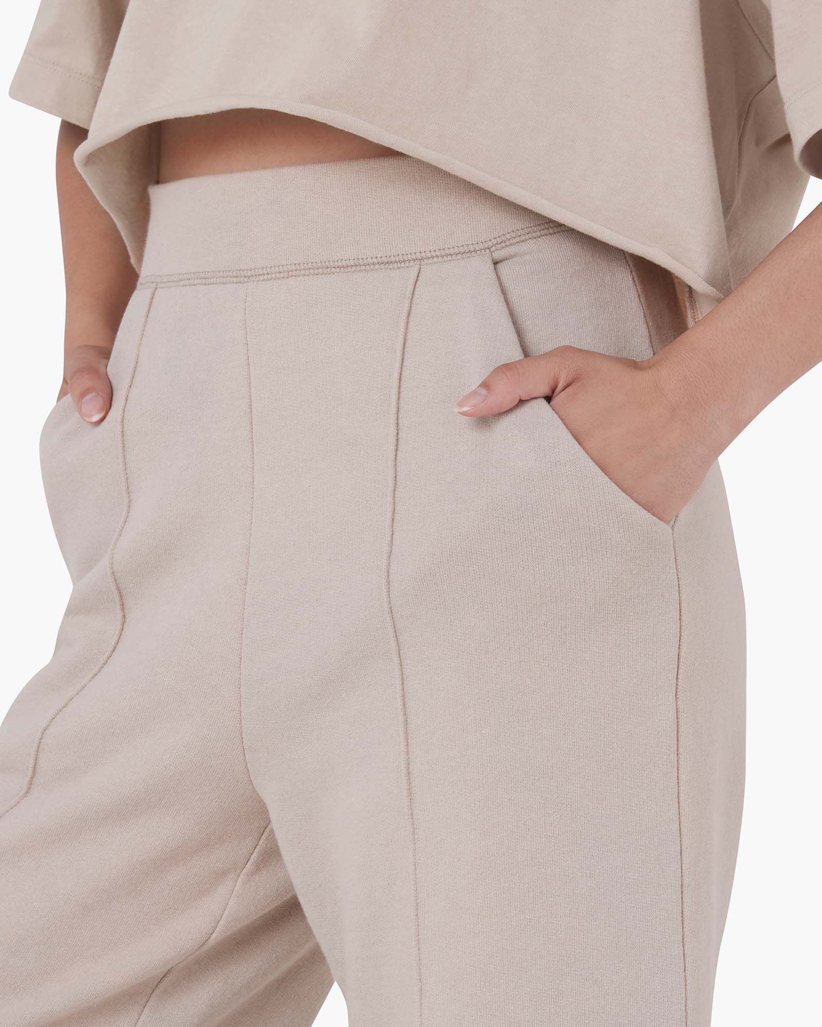 Raw Edge Wide Leg Pant - Sand - Image 5