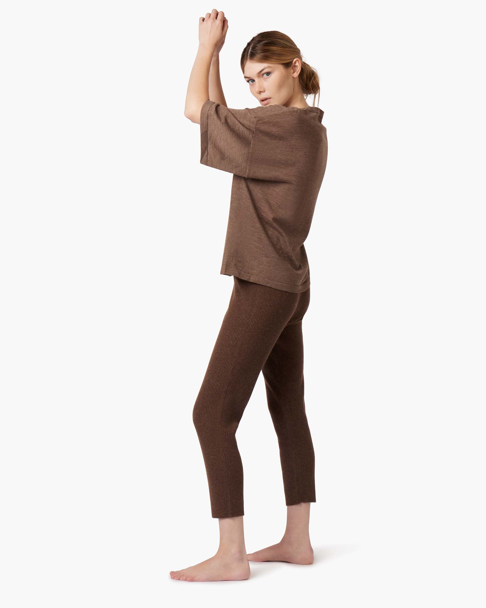 Ribbed Legging - Brown - Image 3