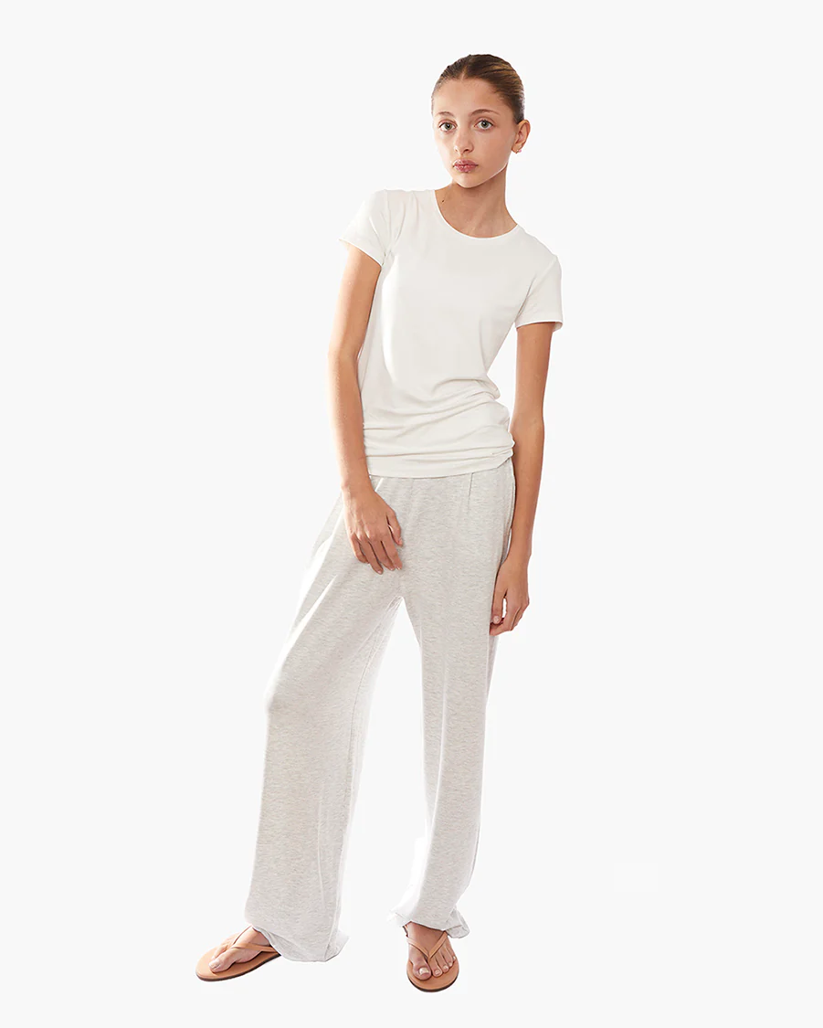 Short Sleeve Stretch Crewneck - Cream - Image 2