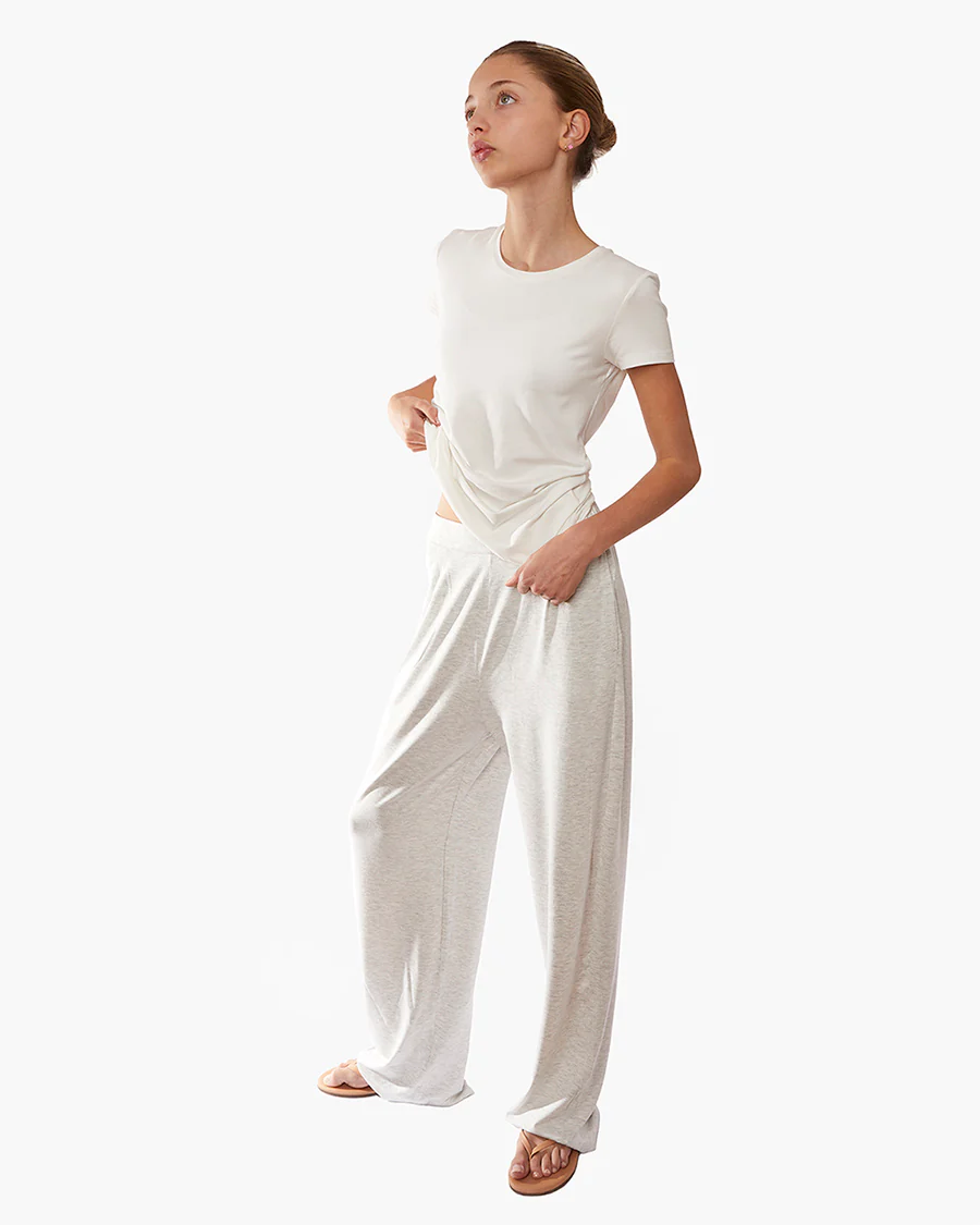 Short Sleeve Stretch Crewneck - Cream - Image 3