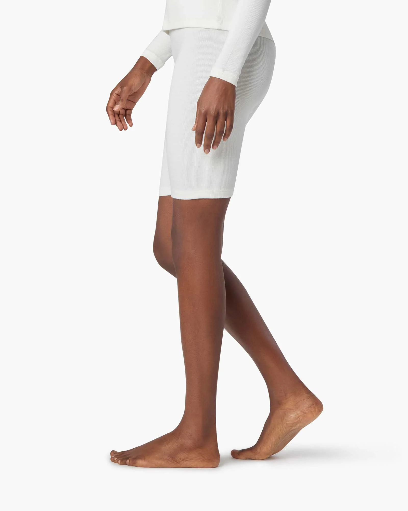 Super Rib Biker Short - Ivory - Image 3