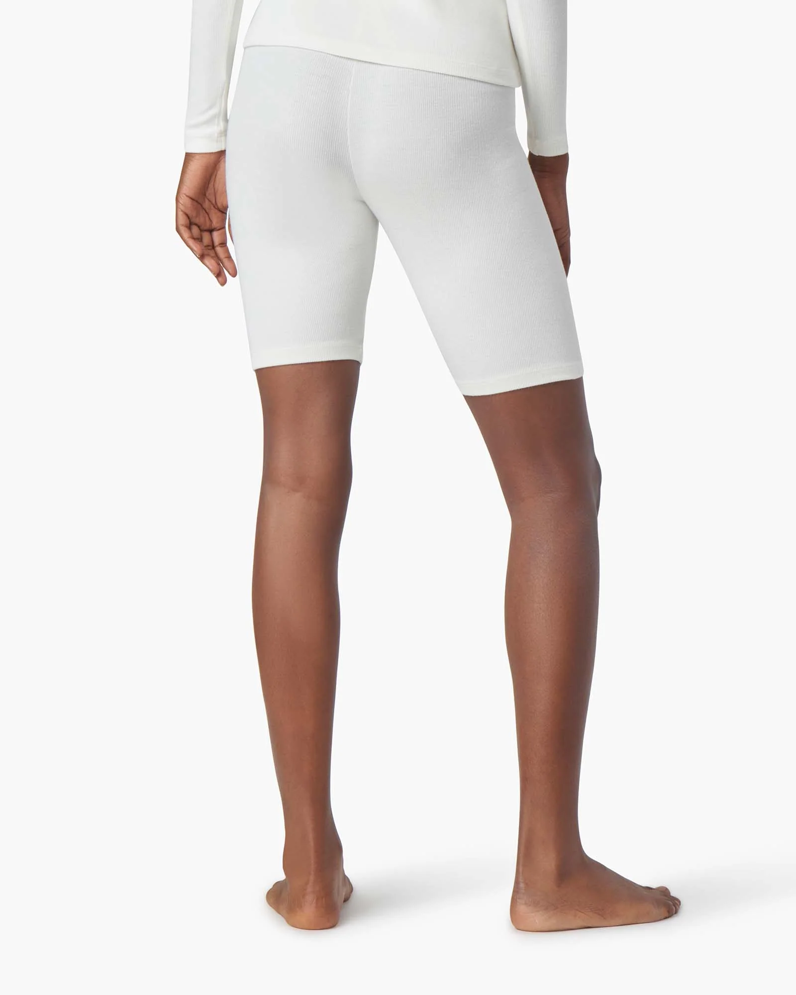 Super Rib Biker Short - Ivory - Image 4