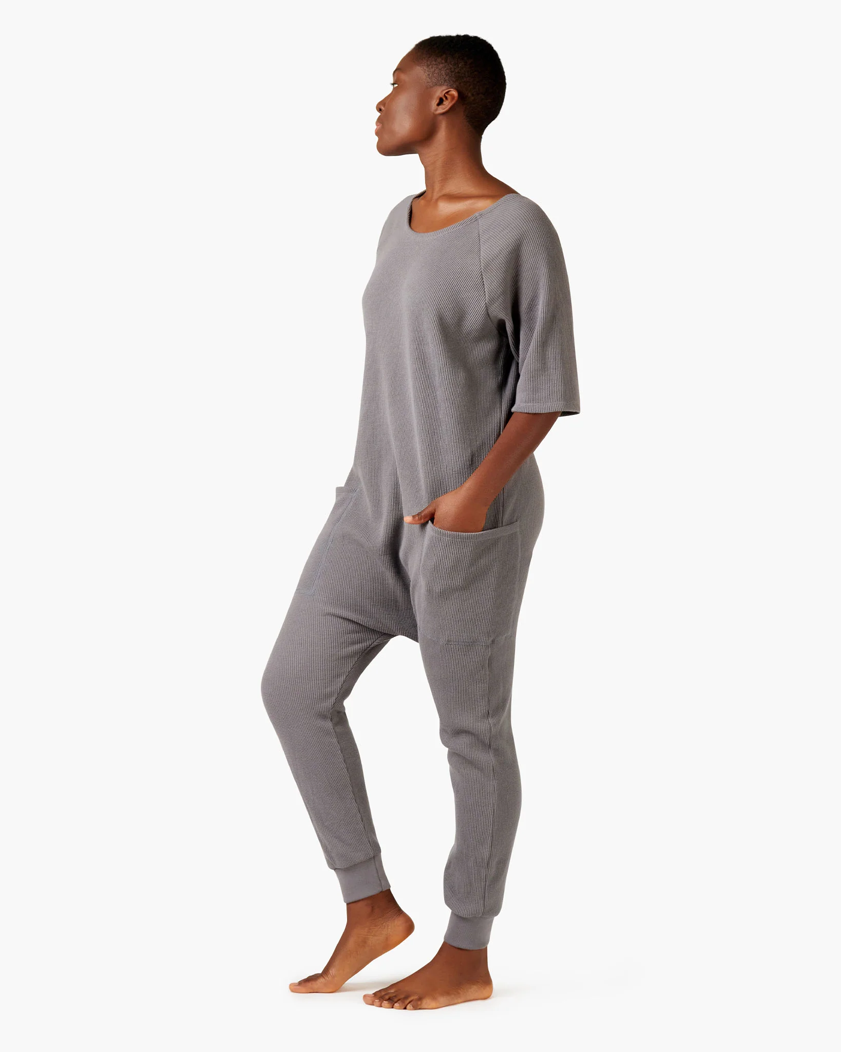 The Waffle Jumpsuit - Steel Grey - Image 2